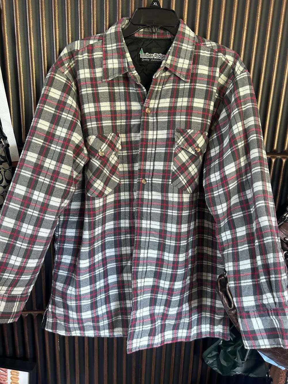 Timber Ridge Quilted Lined Plaid Flannel Shirt Jacket XL